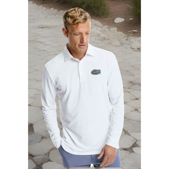 Southern Tide Florida Gators White Ryder PGA Golf Fishing Shirt Mens Large New